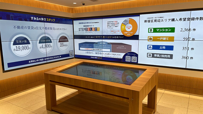 ザ・クロスシティタワーの店頭パネル＆デジタルサイネージ